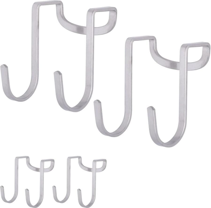 VHV Dubbele haak Handdoekhaak Deurhaak Handdoekrek zonder gaten Deurhaak van roestvrij staal 304 Handdoekrek van roestvrij staal Wandhaak Haak Ophanghaak Geen schroeven nodig Geschikt voor keuke badkamer kast Hangende dubbele