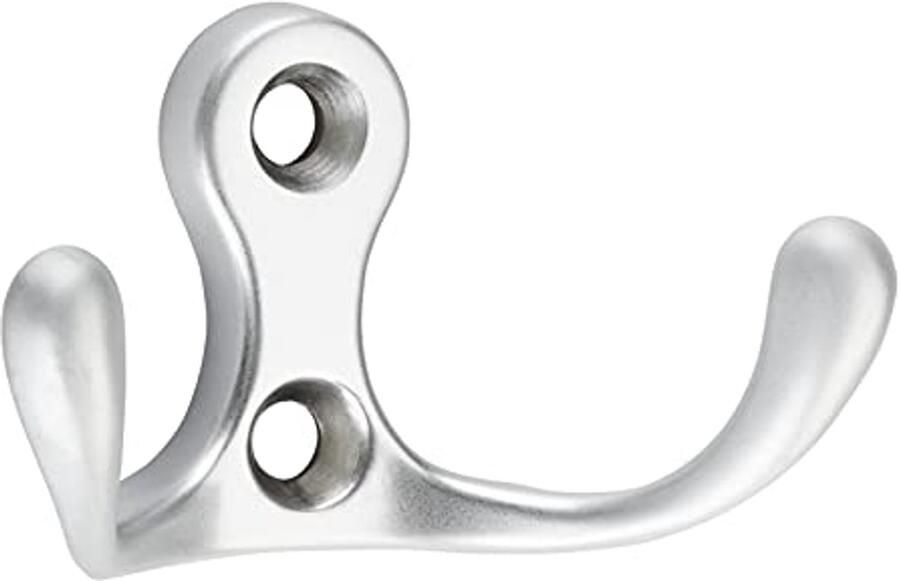 Dubbele Jashaken in Mat Chroom Moderne Kapstokhaak 29 x 51 mm