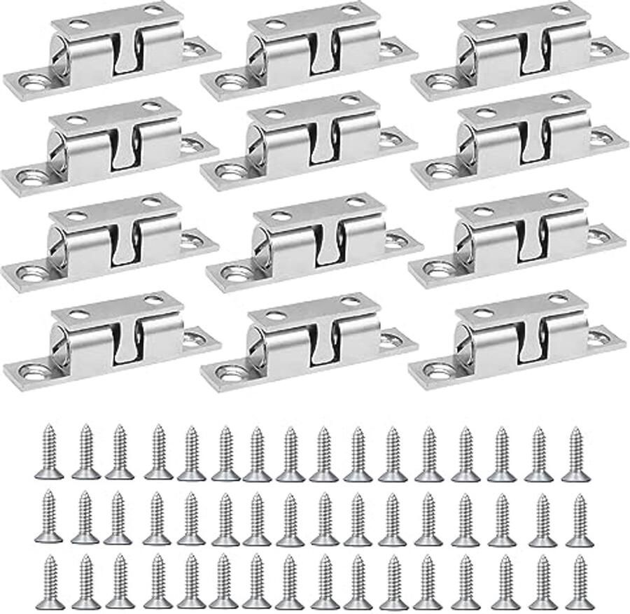 Dubbele Kogelsluiters voor Meubels 12 Stuks 50 mm Roestvrij Staal