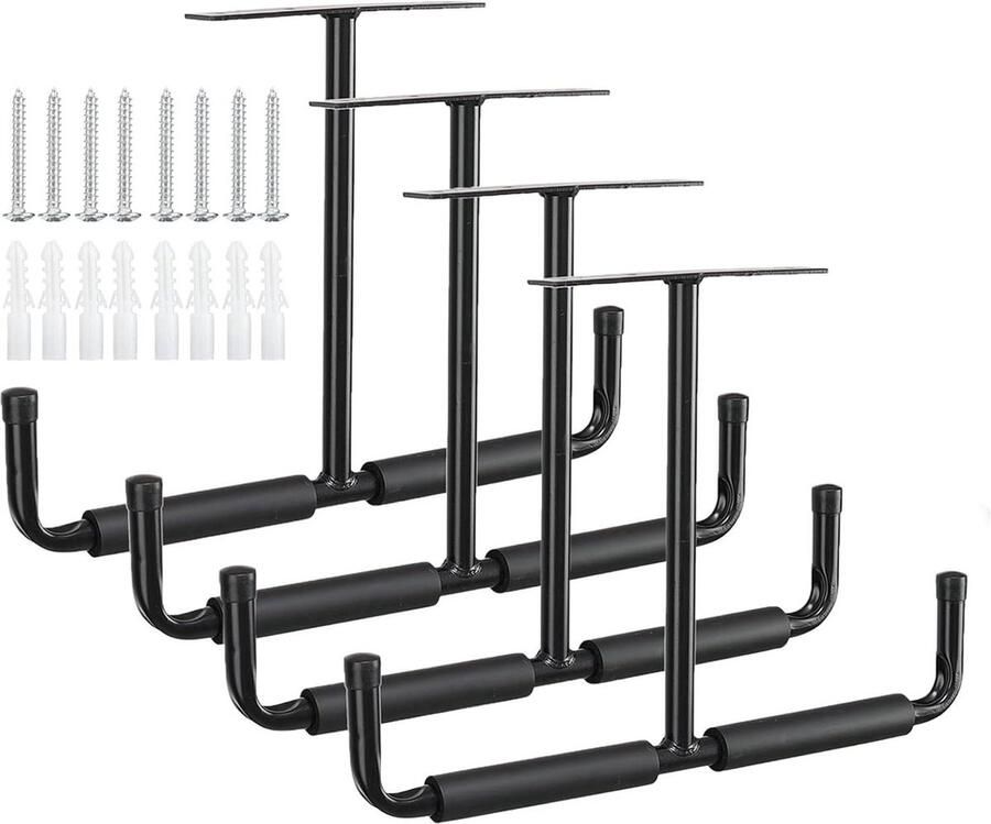 Dubbele ladderhaken Zware belasting Wandhaken voor garageplafond Opslag hanger voor kajaks fietsen klapstoelen Montageset met EVA-bekleding Max. 80 kg