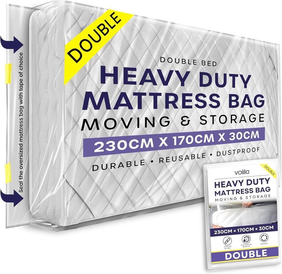 Dubbele Matras Bekleding 230 x 170 x 30cm Scheurbestendige Opbergzak voor Verhuizingen en Bescherming tegen Stof en Vlekken