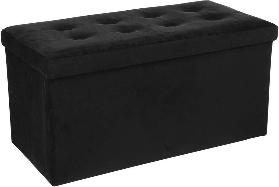 Dubbele Opbergpoef van Fluweel in Zwart Perfect voor Stijlvolle Opslag