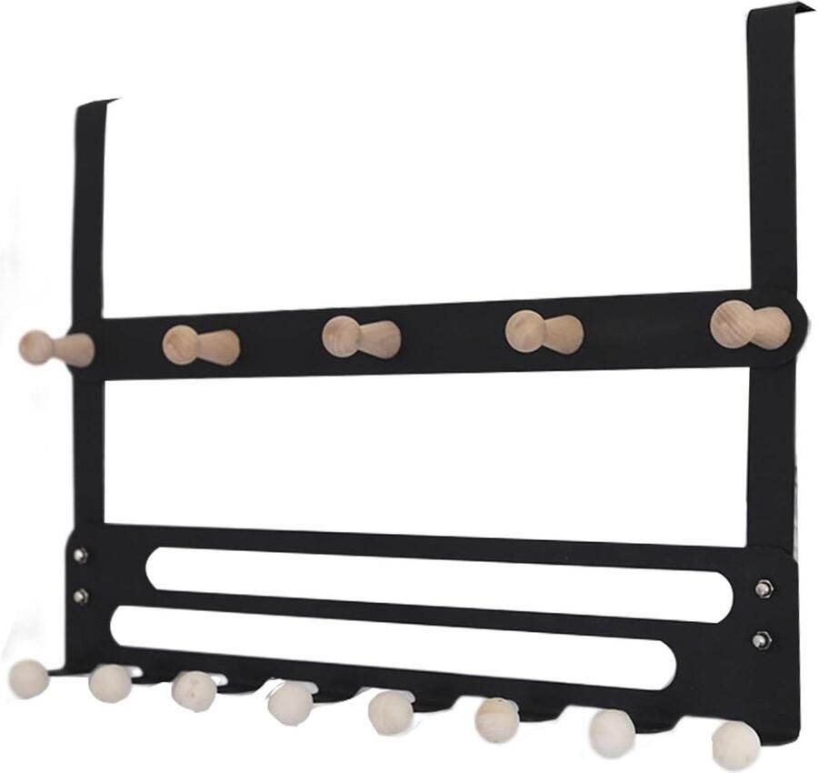 Dubbele rij deurhaken 13 haken Universeel ruimtebesparende deurkapstok Kledinghaken voor badkamer en keuken Deurhakenlijst zwart deurkapstok opdekdeur