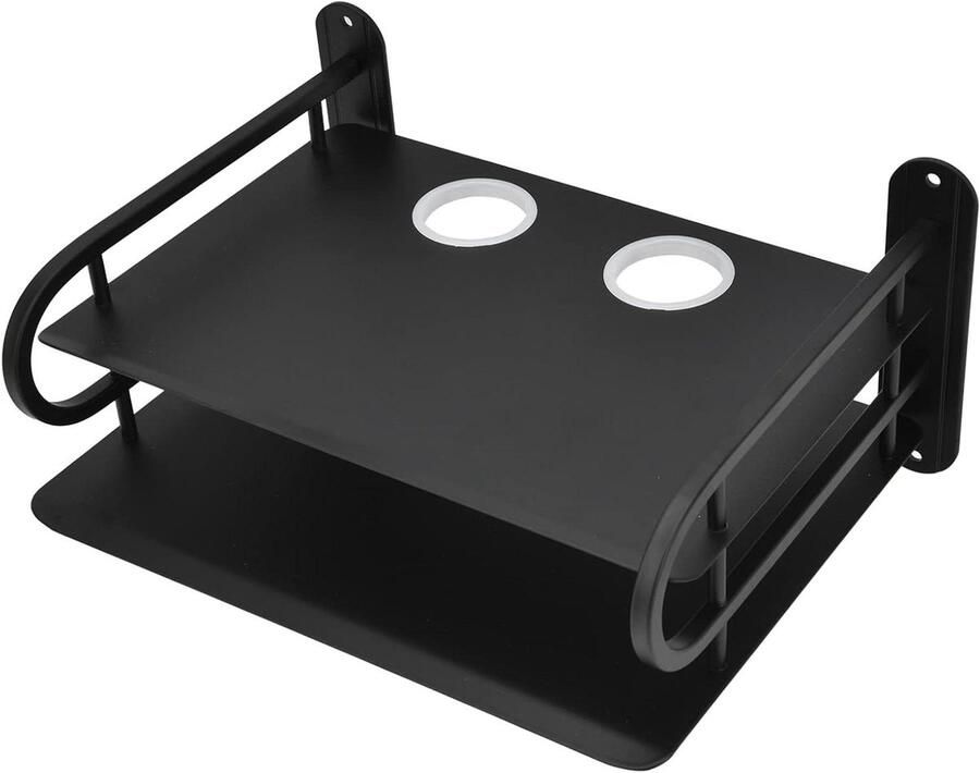 Dubbellaagse muurbevestiging voor wifi-routers en opbergdozen wandrek voor slaapkamer en woonkamer geschikt voor router modem en dvd-speler