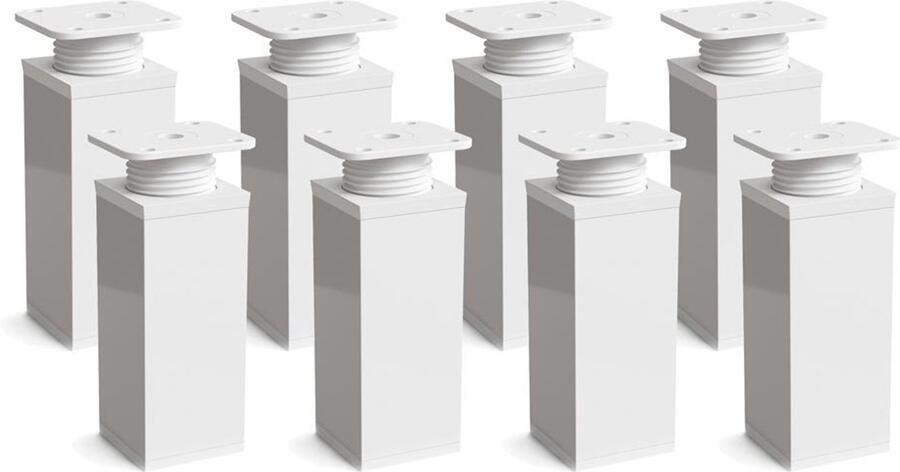 Dubbelpak design meubelpoten 8 stuks wit kunststof en aluminium