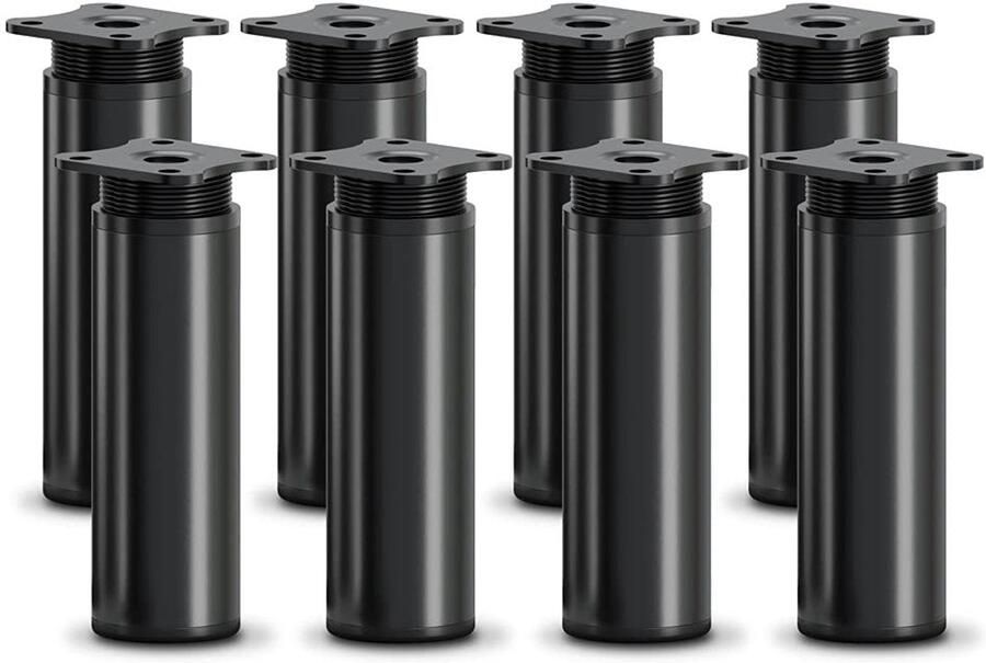 Dubbelpak design meubelpoten zwart mat set van 8 kunststof en aluminium