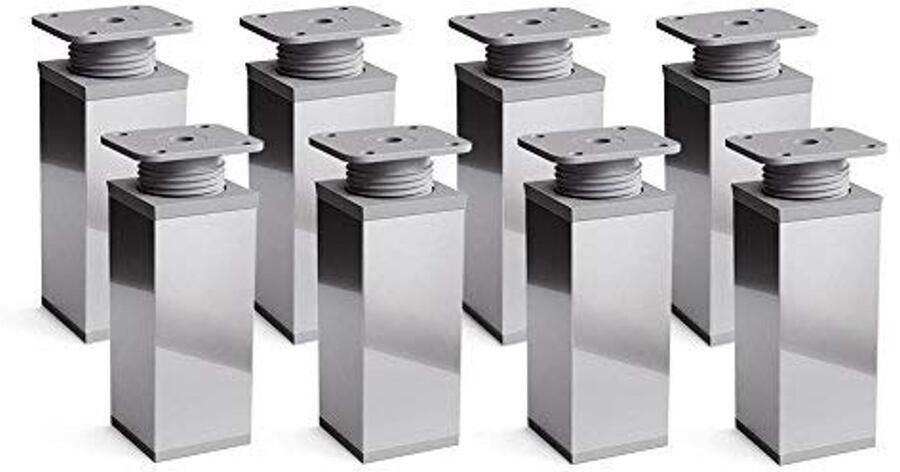 Dubbelpak Sossai design meubelpoten chroom set van 8