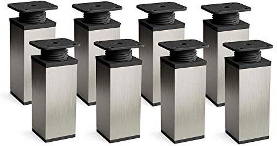 Dubbelpak Sossai design meubelpoten inox set van 8