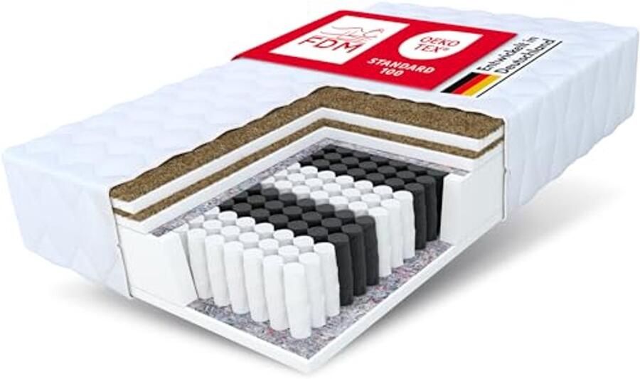 Dubbelzijdig Pocketvering Matras 180x200 cm met Kokosnoot en Hypoallergene Tijk Hardheidsgraad H3 H5