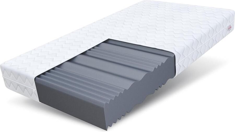 Dubbelzijdig Schuimmatras 180x200 cm met Hardheidsgraad H3 en 7 Steunzones