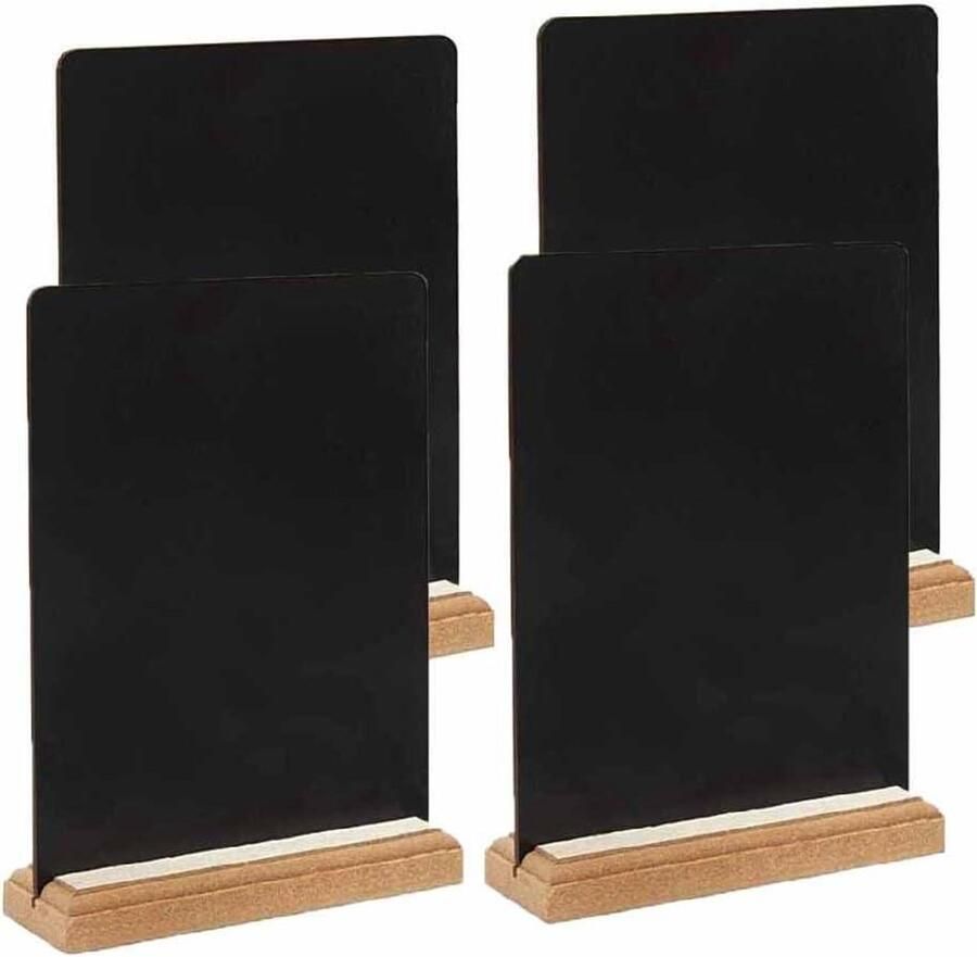 Dubbelzijdige Berichtenborden met Houten Basis Set van 4 Stuks Kleine Schoolbordborden voor Bruiloften Scholen en Feestdecoraties (20 x 15 cm)