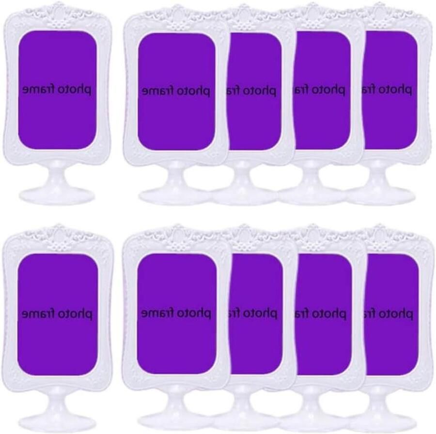 Dubbelzijdige Staande Fotolijsten Set van 10 Verticale Mount Sign Houders 4x6 Elk Frame bevat 2 afbeeldingen Bruiloft Party Tafel Nummers Houder (Lace Wit)