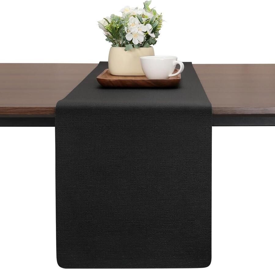 Dubbelzijdige tafelloper modern 1 stuk kunstleer 30 x 240 cm