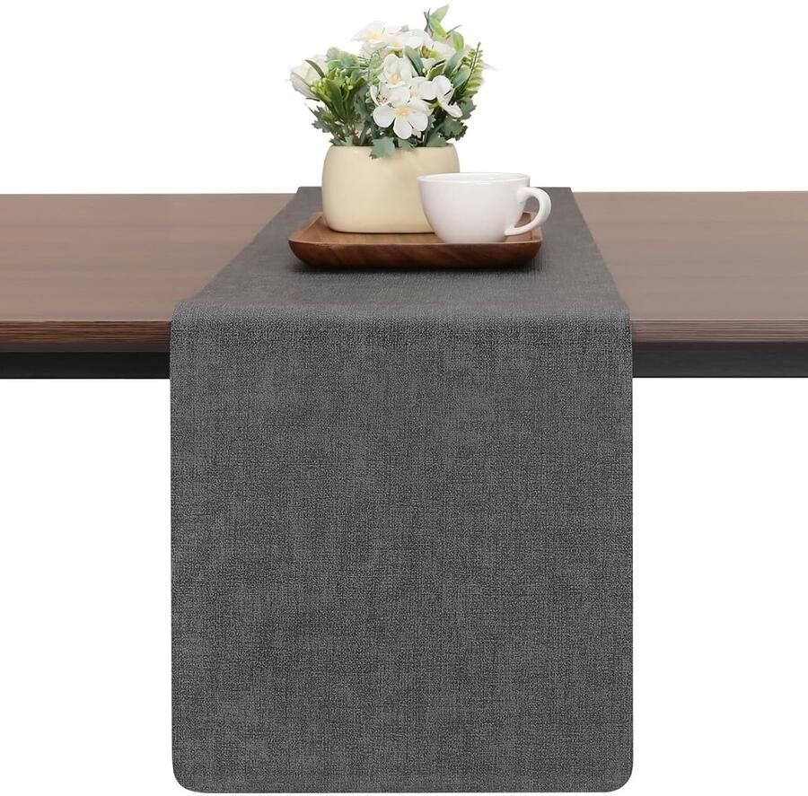 Dubbelzijdige tafelloper modern 1 stuk kunstleer 40 x 183 cm