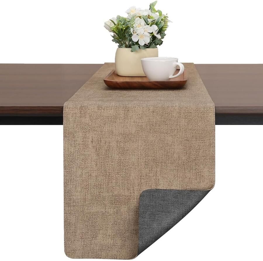 Dubbelzijdige Tafelloper Modern en Wasbaar 1 stuk Kunstleer 30x240 cm