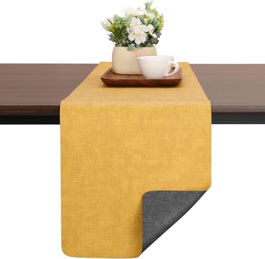 Dubbelzijdige tafelloper waterdicht en hittebestendig 1 stuk kunstleer 30 x 140 cm
