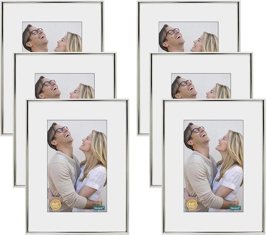 Dunne 8x10 Fotolijsten Zilver Set van 4 Voor Muur en Tafel - Foto 2