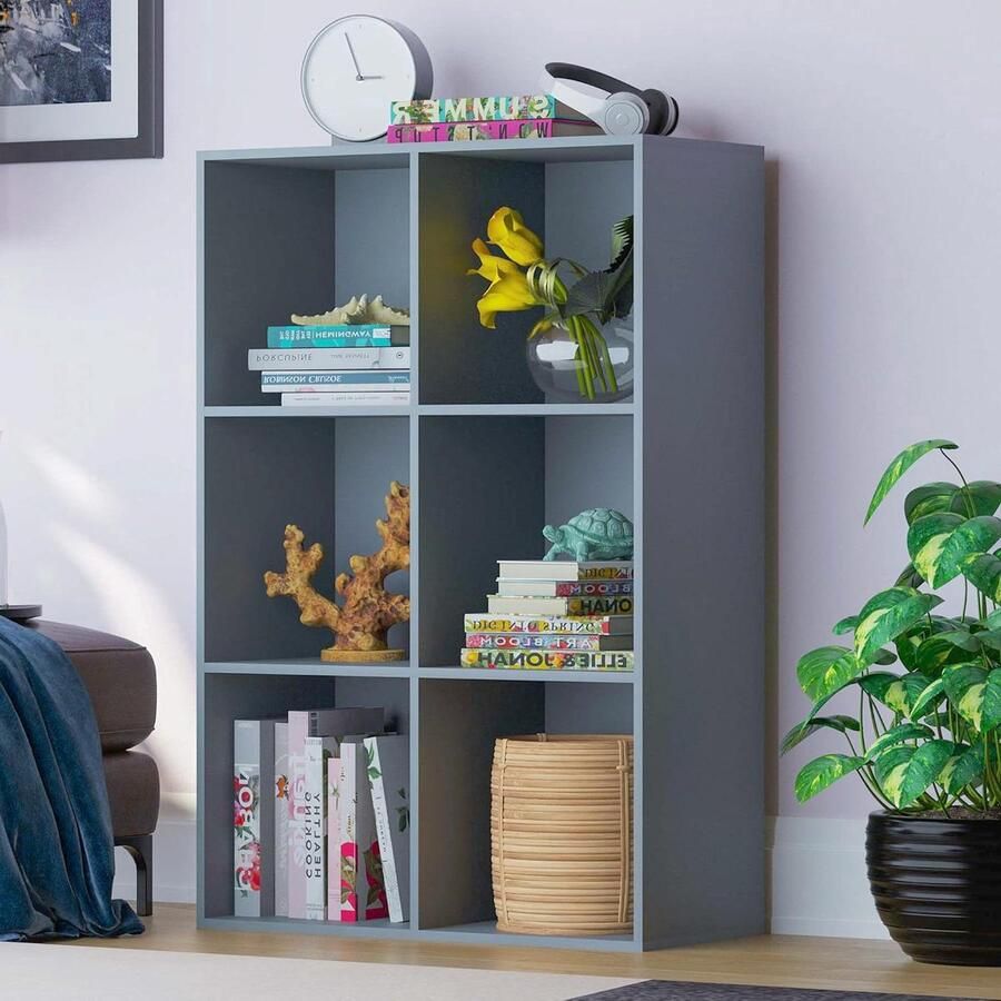 Durham Cube Boekenkast Opbergorganizer Geschikt voor woonkamer en kantoor 6 kubus Grijs