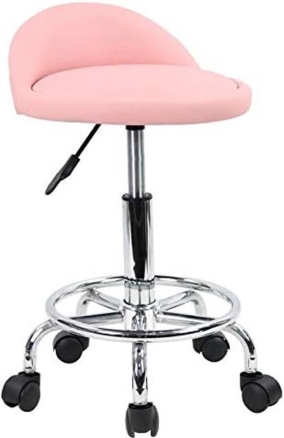 PolkaHome Rolstoel met rugleuning in hoogte verstelbaar draaibaar Werk kruk Draaibare kruk Rol kruk Oefen ontlasting Office kruk (Geel)