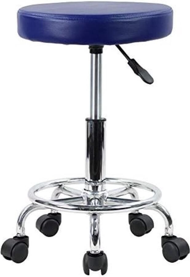 DustDraft™ Ronde rolkruk van PU-leer met voetsteun draaibaar in hoogte verstelbaar spa opstellen salon tattoo werk kantoor massagekrukken werkstoel klein (roze)