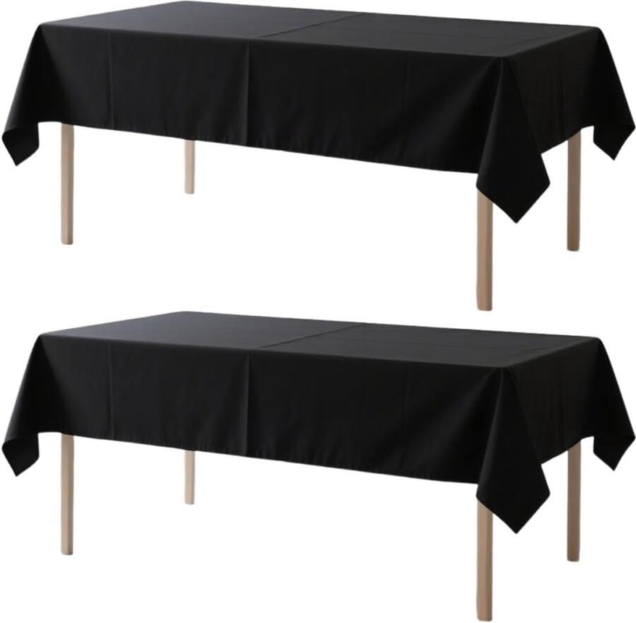 Duurzaam tafelkleed elegant en praktisch set van 2 lichtgrijs 100% polyester 250 x 100 cm