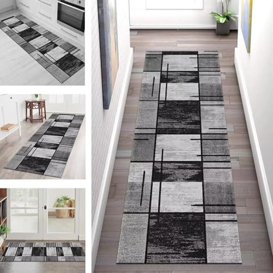 Duurzame Anti-slip Keukenloper Vloerkleed Wasbaar Tapijt voor Woonkamer en Slaapkamer 60x180 cm Grijs Abstract