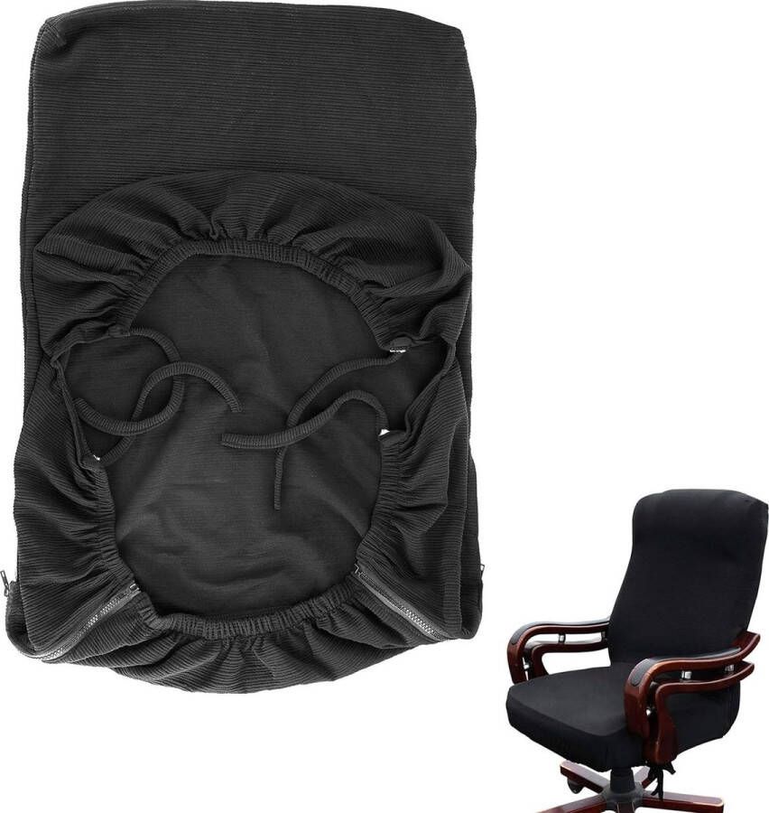 Duurzame elastische stoelhoes voor bureaustoelen (stoel niet inbegrepen) zwart large