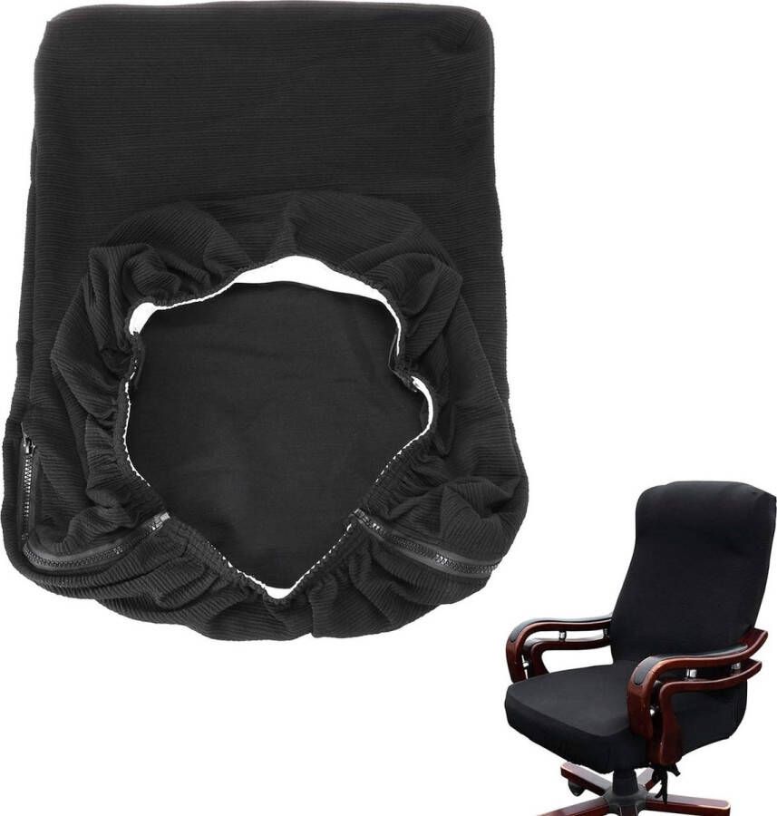 Duurzame elastische stoelhoes voor bureaustoelen (stoel niet inbegrepen) zwart M