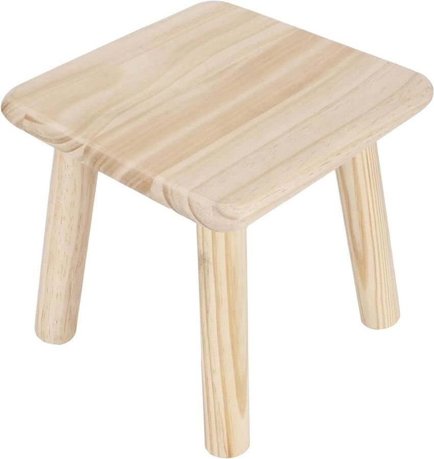 Duurzame houten kinderkruk Milieuvriendelijke opstapkruk voor volwassenen en kinderen Square-Hout Houten kruk