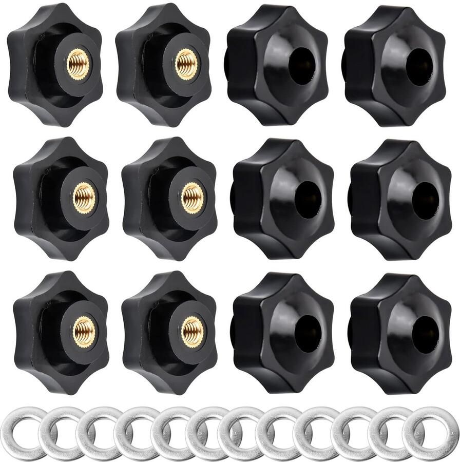 Duurzame klemknoppen Stervormig Set van 12 Zwart Kunststof en messing