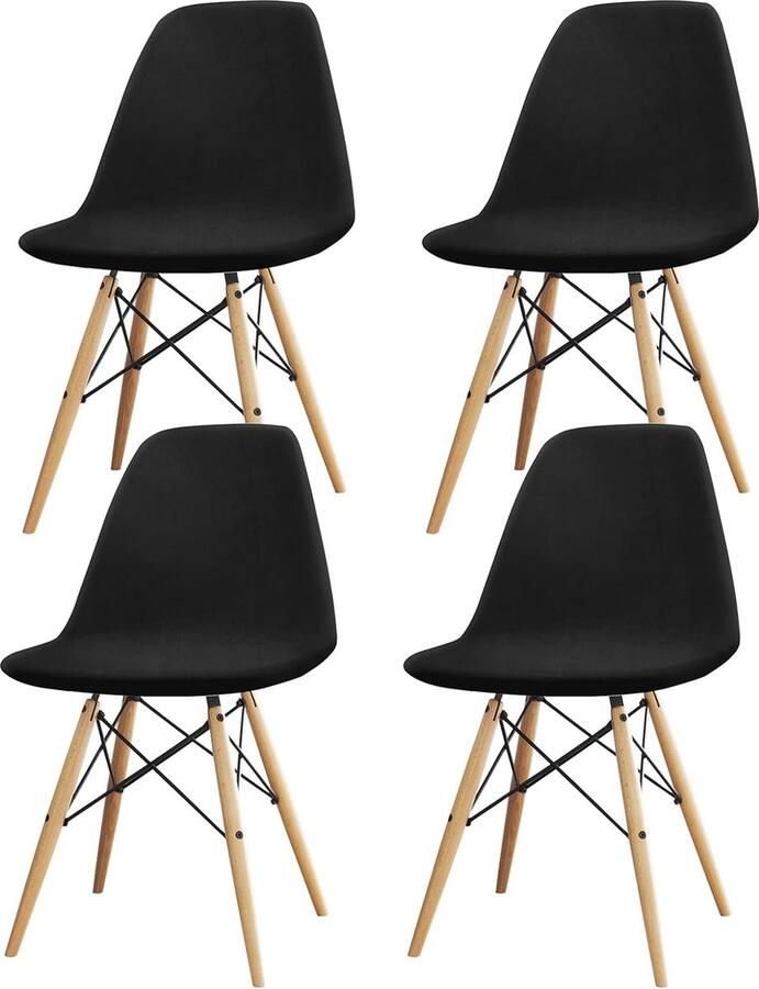 Duurzame universele stretch stoelhoezen set van 4 elastische moderne stretch stoelhoezen eetkamerstoelhoezen fluweel wasbaar voor eetkamer hotel banket bruiloft feesten decoratie (4 zwart)