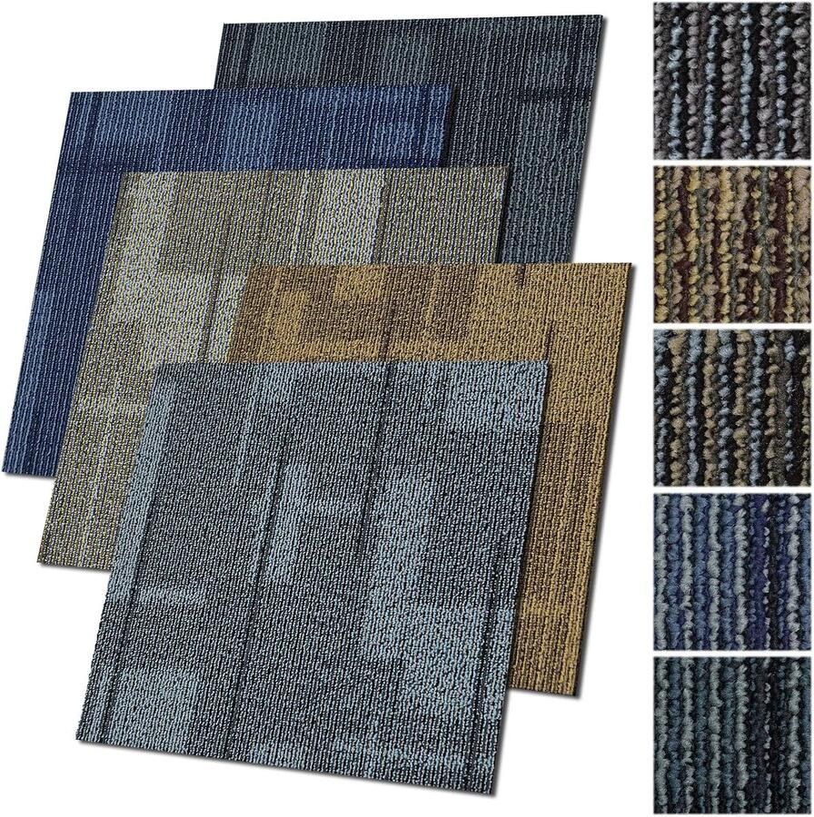 Duurzame zelfklevende tapijttegels set van 6 m² 50 x 50 cm blauw Perfect voor elke ruimte