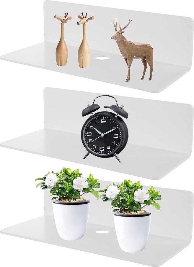 Duurzame zwevende onzichtbare l-plankhouders van metaal voordeelset van 6 plankhouders 30 cm zwart