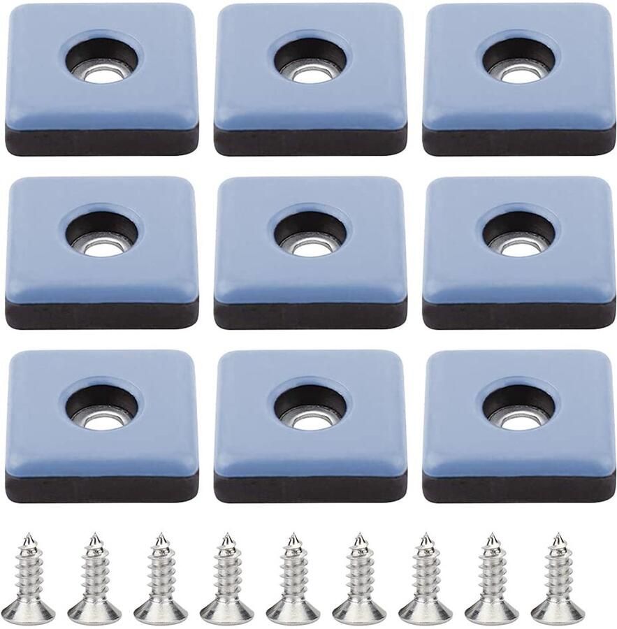DXLing 24 stuks Teflon meubelglijders voor het vastschroeven 25 x 25 mm Teflon meubelglijders rechthoekige stoelglijders tapijtglijders glijders meubelglijders voor meubels fauteuil stoelpoten