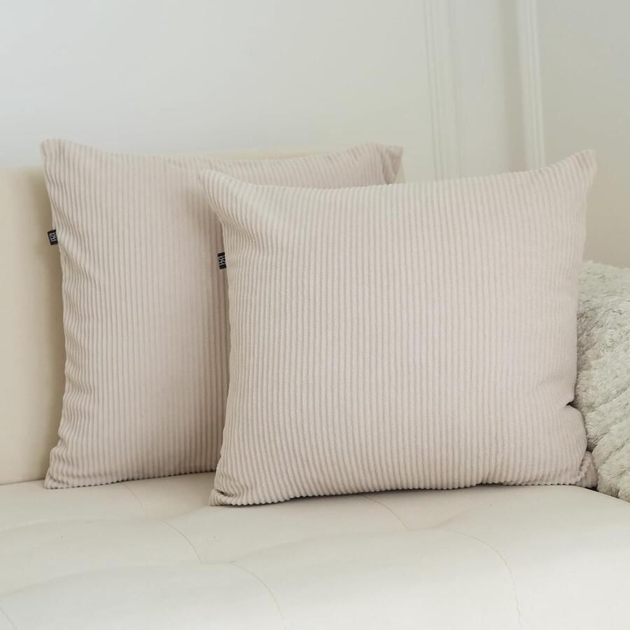 DYMC you Corduroy kussenhoes 40x40 cm Beige 4-set Corduroy kussenhoezen Decoratief kussenhoezen 4 stuks Bank kussensloop 40x40 cm Beige