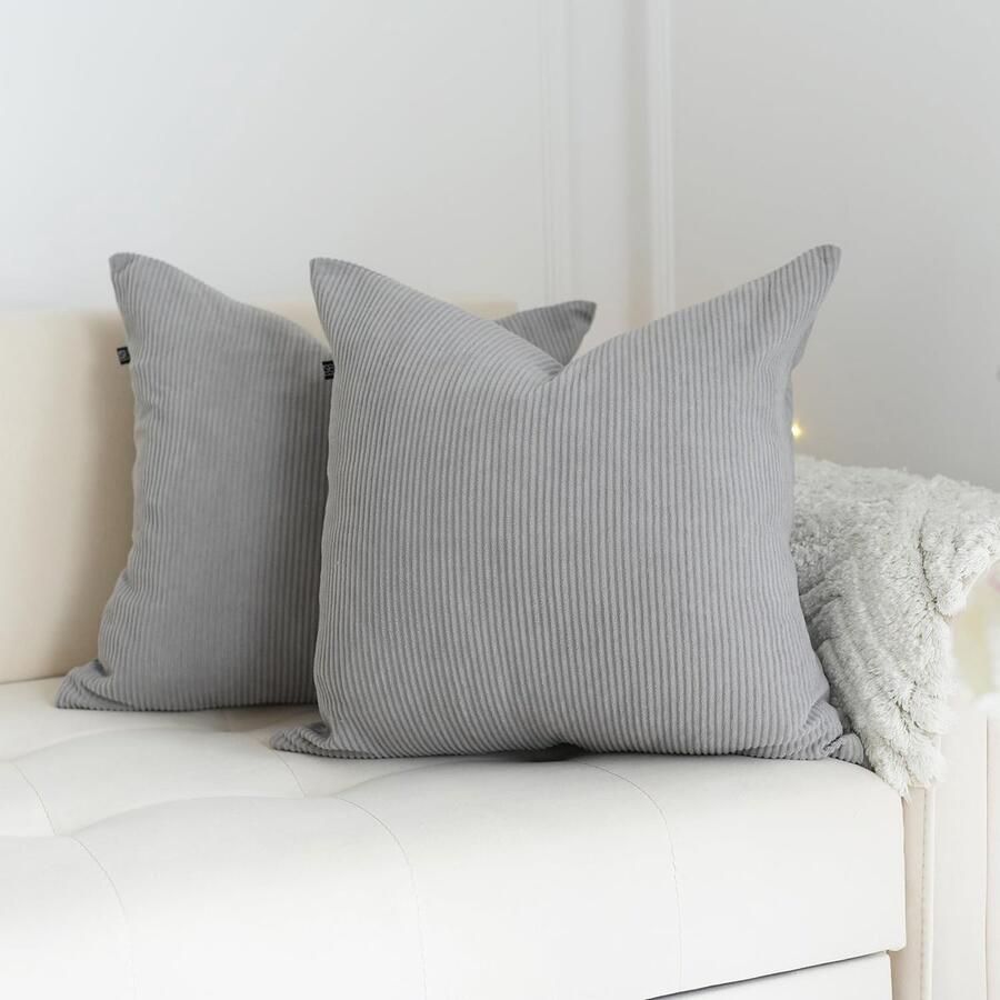 DYMC you Corduroy kussenhoes 45x45 cm Grijs 4-set Corduroy kussenhoezen Decoratief kussenhoezen 4 stuks Bank kussensloop 45x45 cm Grijs