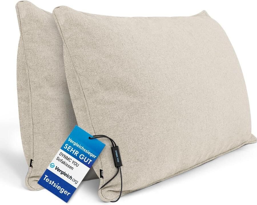 DYNMC you Sierkussen met Binnenkussen en Hoes 2 Stuks 40 x 70 cm Beige Kussens Woonkamer Oeko TEX Katoen Comfortabele Sierkussens voor op de Bank Decoratie Kussens Wasbaar Met Ritssluiting - Foto 2