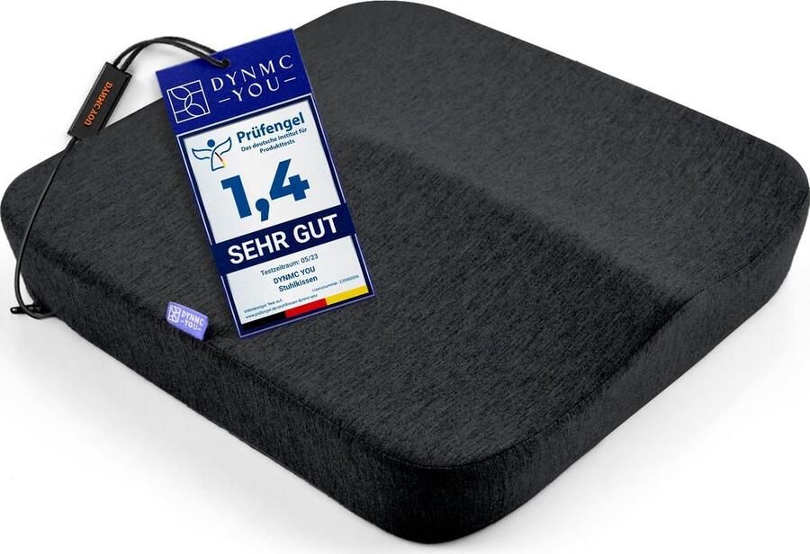 DYNMC you zitkussen stoel test ZEER GOED zitkussen bureaustoel [ONTWIKKELD MET FYSIOTHERAPEUTEN] Traagschuim stoelkussen verlicht de rugdruk en verhoogt het zitcomfort Zitkussen orthopedisch stuitkussen grijs