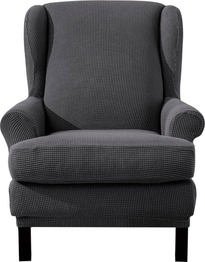 E Jacquard fauteuilhoes fauteuilspreien fauteuilhoes elastische stretchhoes voor vleugelstoelen (donkergrijs)
