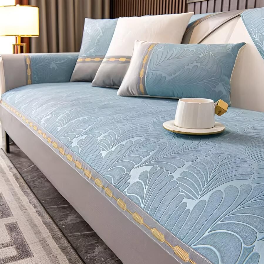 E-shop4u Sofahoes Jacquard Universeel Bankhoes- Vier Seizoenen Anti-Slip 70×70 cm Blauw bankhoes hoekbank sofa cover bank hoes bank beschermer kussenhoes