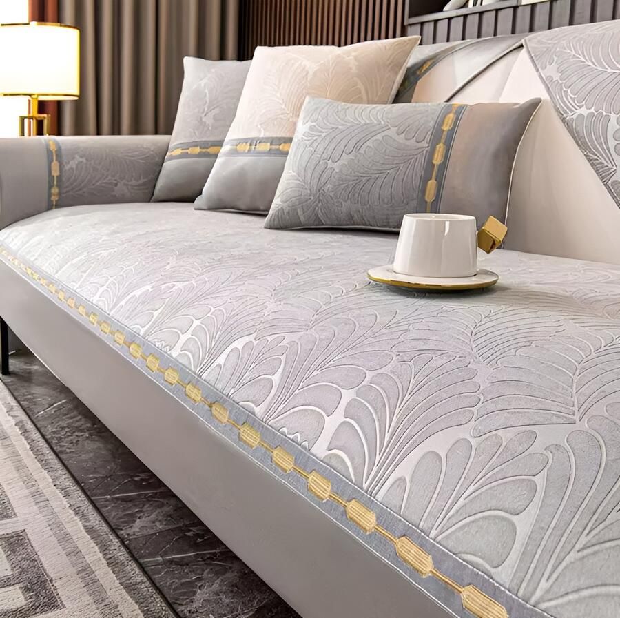 E-shop4u Sofahoes Jacquard Universeel Bankhoes- Vier Seizoenen Anti-Slip 1 pillowcase 50x30cm Lichtgrijs bankhoes hoekbank sofa cover bank hoes bank beschermer kussenhoes
