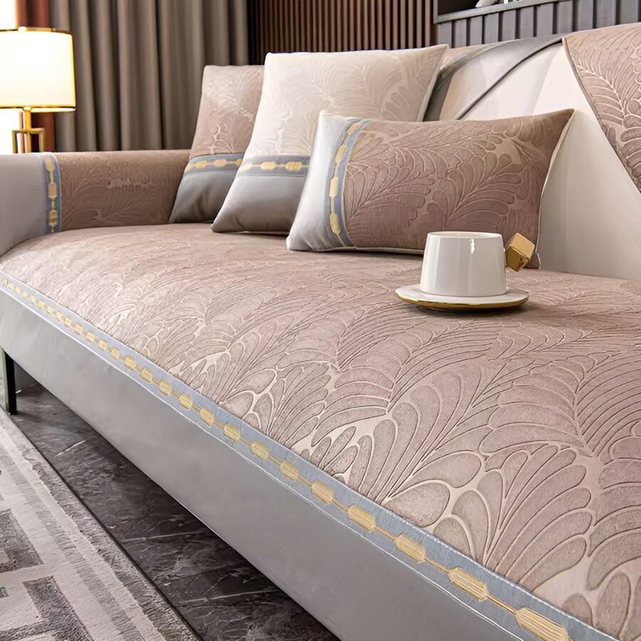 E-shop4u Sofahoes Jacquard Universeel Bankhoes- Vier Seizoenen Anti-Slip 110×210 cm Bruin bankhoes hoekbank sofa cover bank hoes bank beschermer kussenhoes