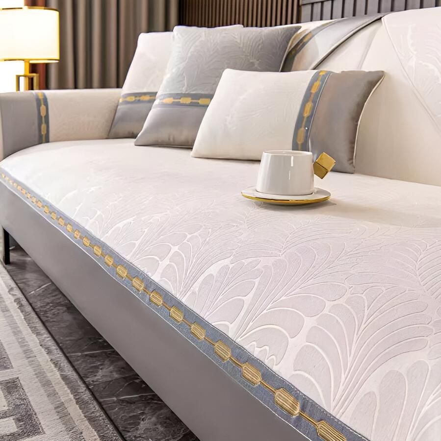 E-shop4u Sofahoes Jacquard Universeel Bankhoes- Vier Seizoenen Anti-Slip 90×180 cm Beige bankhoes hoekbank sofa cover bank hoes bank beschermer kussenhoes