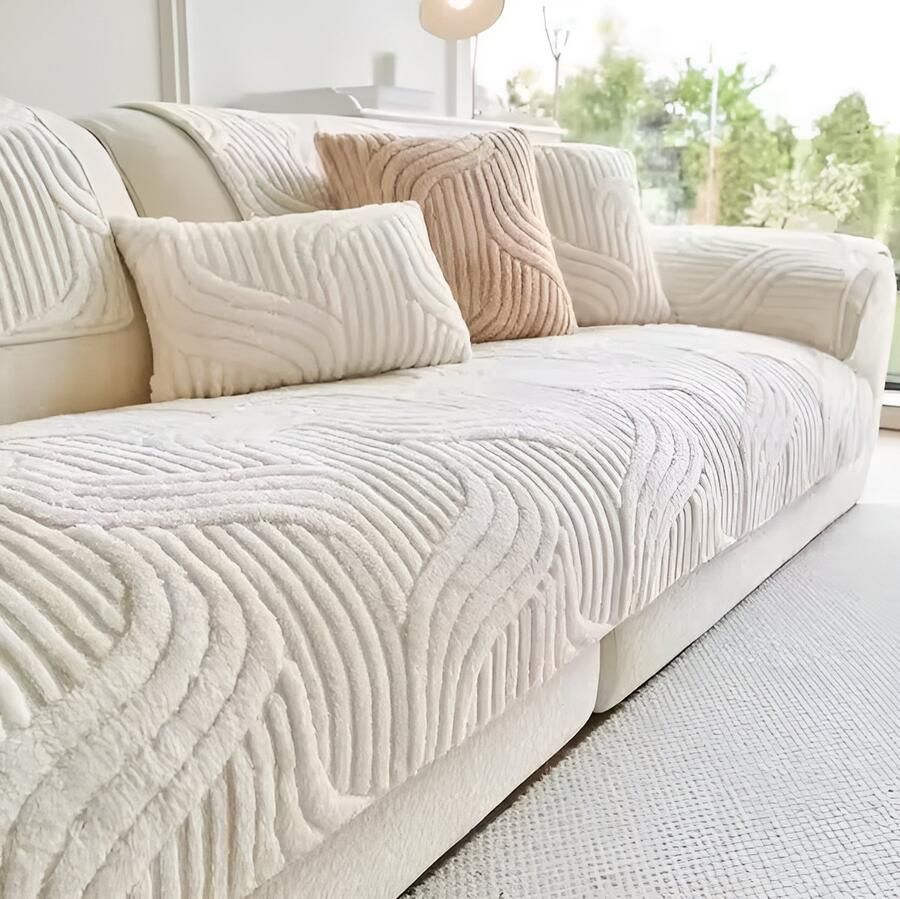 E-Shop4u Luxe Antislip Kussenhoes 100% Katoen Waterdicht Herfst & Winter Crème Stijl kussenhoesjes kussensloop 45x45cm Wit