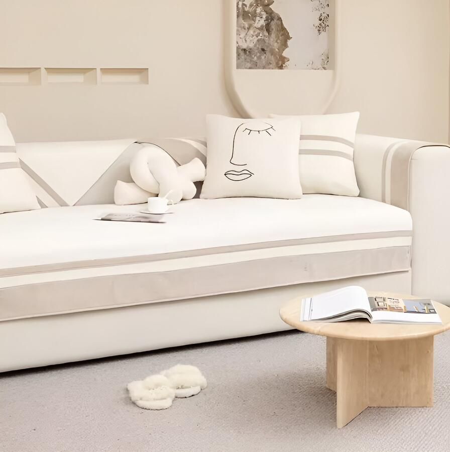 E-shop4u Bankhoezen Sofacover Bankhoes Stretch Antislip & Waterdicht Bankhoes Zitsbank- Universeel Bank Bekleding Bank beschermer 1 Stuk 70X90cm Wit