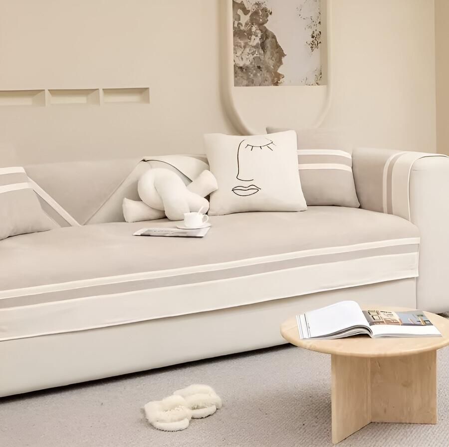 E-shop4u Bankhoezen Sofacover Bankhoes Stretch Antislip & Waterdicht Bankhoes Zitsbank- Universeel Bank Bekleding Bank Beschermer 1 Stuk 90X240cm Khaki