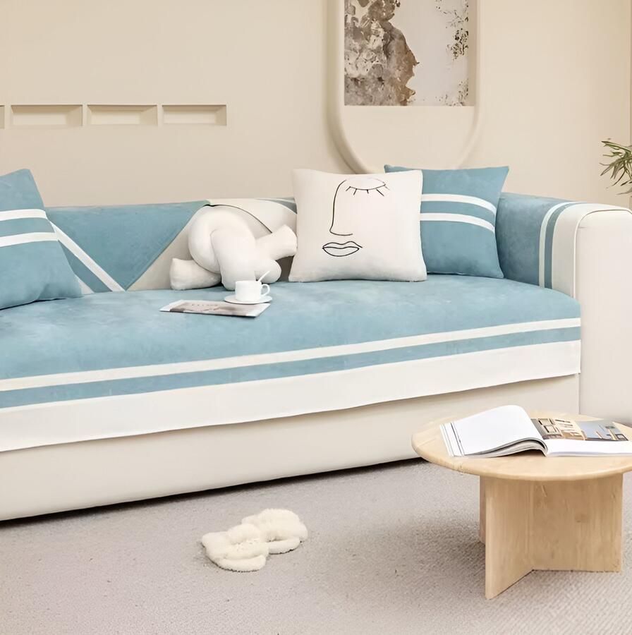 E-shop4u Bankhoezen Sofacover Bankhoes Stretch Antislip & Waterdicht Bankhoes Zitsbank- Universeel Bank Bekleding Bank Beschermer 1 Stuk 70X150cm Blauw