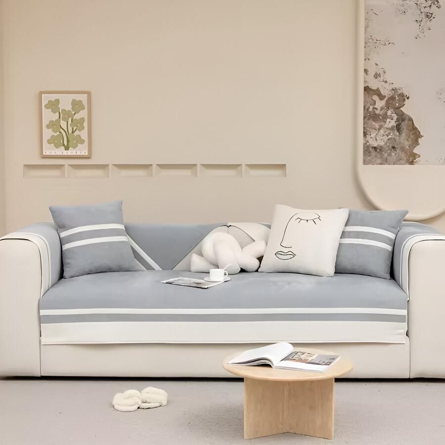 E-shop4u Bankhoezen Sofacover Bankhoes Stretch Antislip & Waterdicht Bankhoes Zitsbank- Universeel Bank Bekleding Bank Beschermer 1 Stuk 90X120cm Zilver