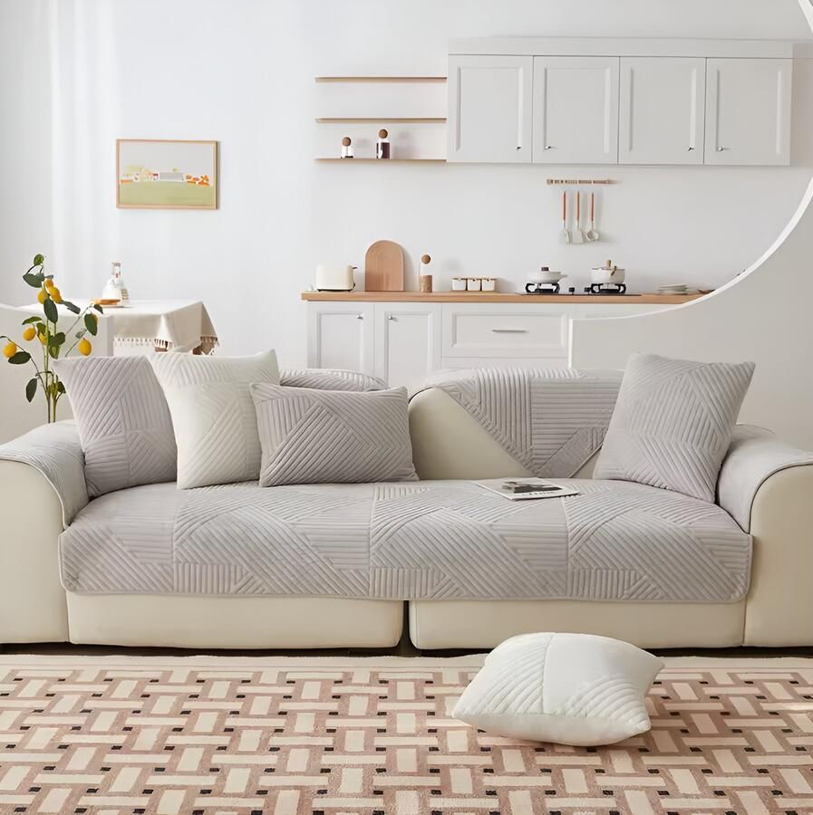 E-Shop4u Bankhoezen Zen Lines Bankhoes 90x160cm Licht Grijs