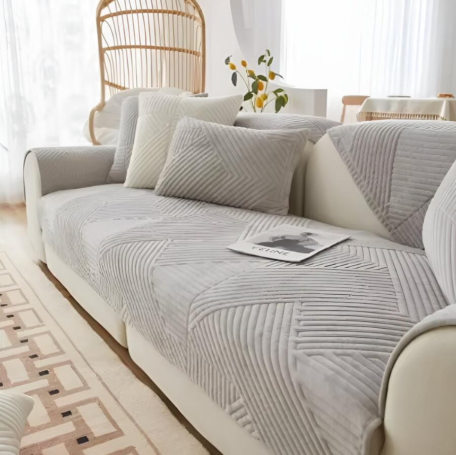 E-Shop4u Bankhoezen Zen Lines Bankhoes 90x120cm Licht Grijs